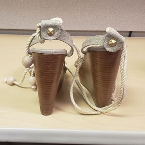 Size 9.5, BCBG, brand new never worn, strappy wedg